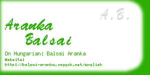 aranka balsai business card